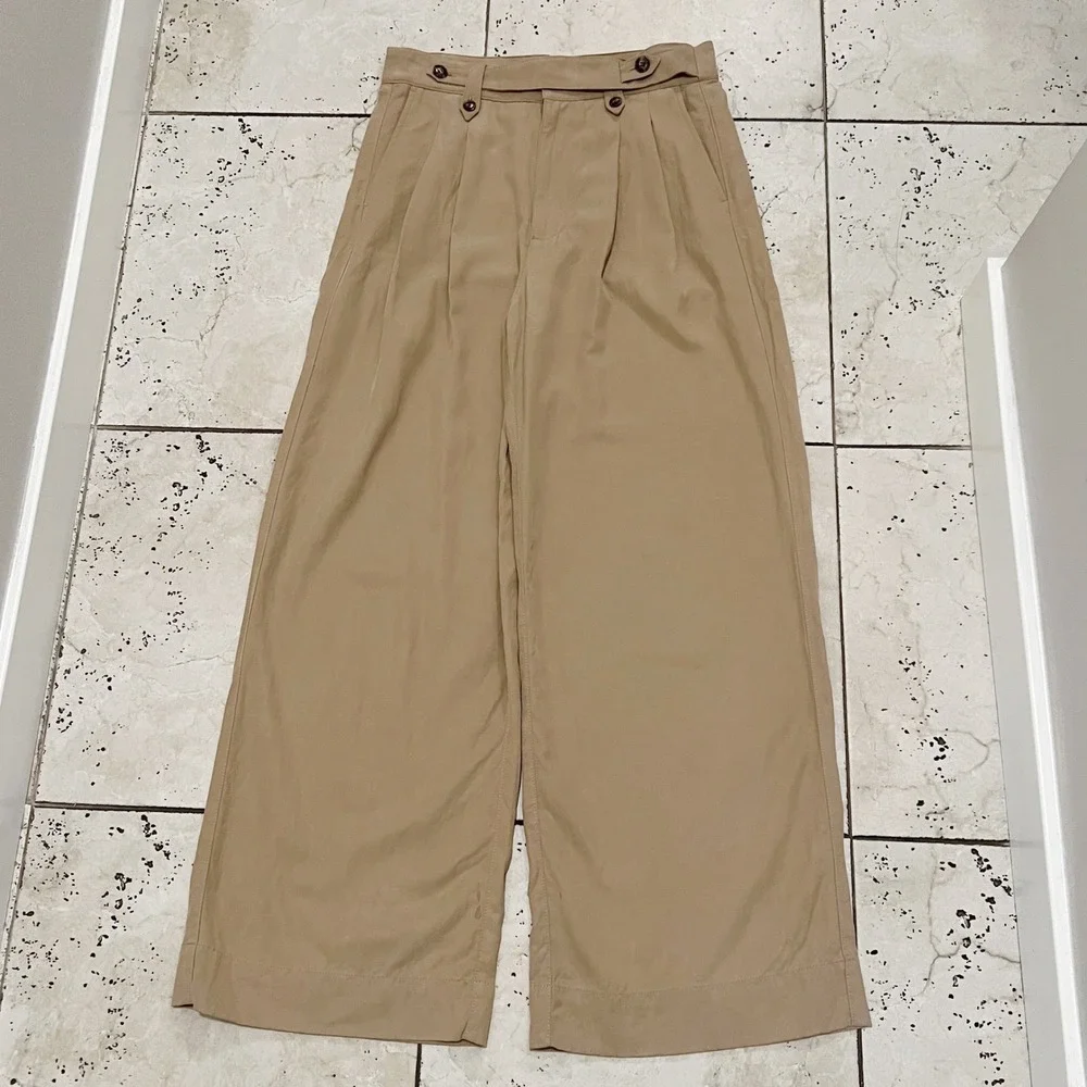 Madewell Women's Harlow Wide-Leg Pants in Khaki Size 6 - Picture 4 of 10